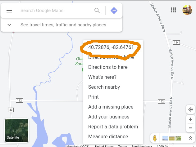 get latitude longitude gps coordinates from google maps